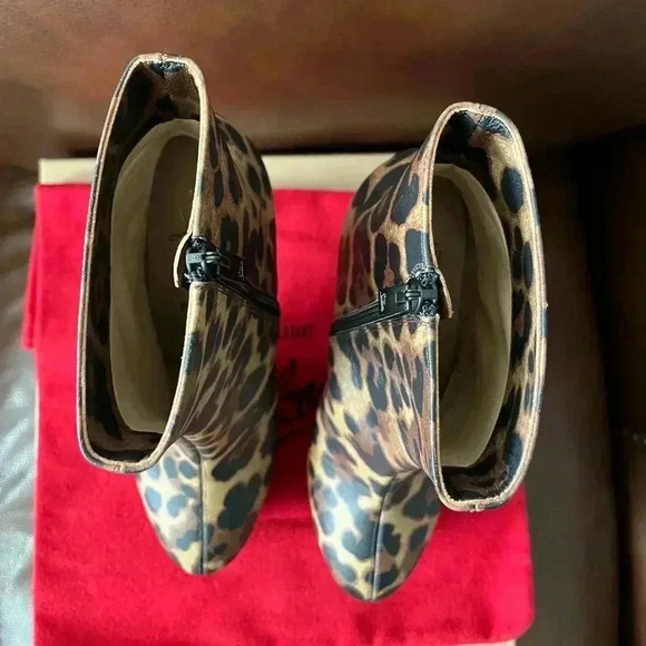 NIB Christian Louboutin Womens Bianca Booty Boot Brown 120 Leopard 38 1/2 - Picture 3 of 7